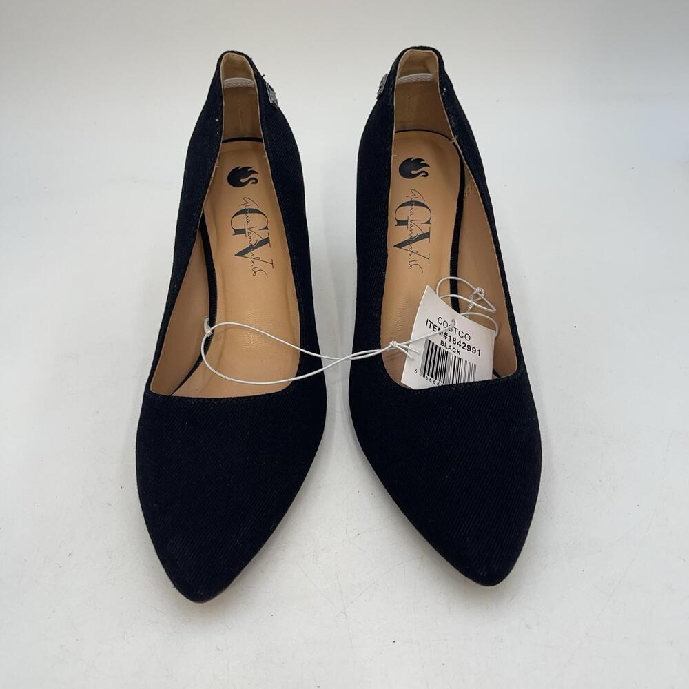 GV Shoes Womens Black Pointed Toe Slip On Business Dress Pumps Heels Size 8